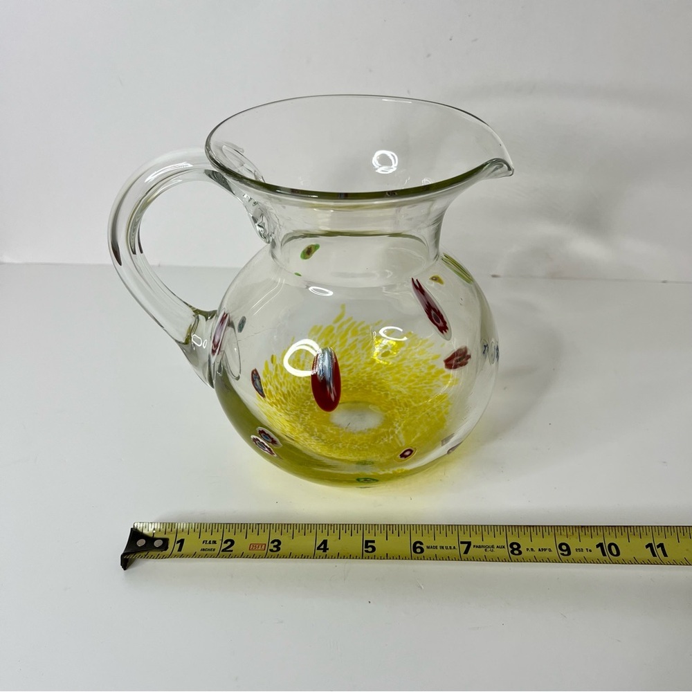 Millefiori Hand Blown Sangria Glass Pitcher - Picture 4 of 6
